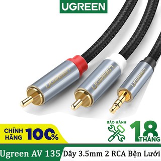 Dây cáp tín hiệu audio 3,5mm sang 2 đầu cực ugreen av135 cao cấp