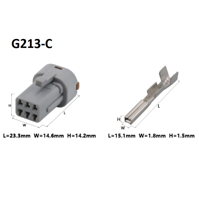 G213-Giắc cắm Tay nắm cửa 6 lỗ 1.2mm màu xám