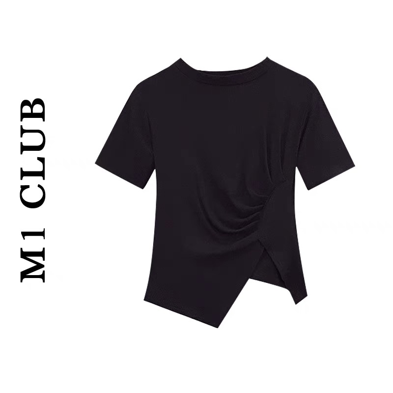 Áo phông nữ kiểu lệch tà - Áo thun nữ dáng ôm body tay ngắn chất thun cotton mềm mại trẻ trung phong cách