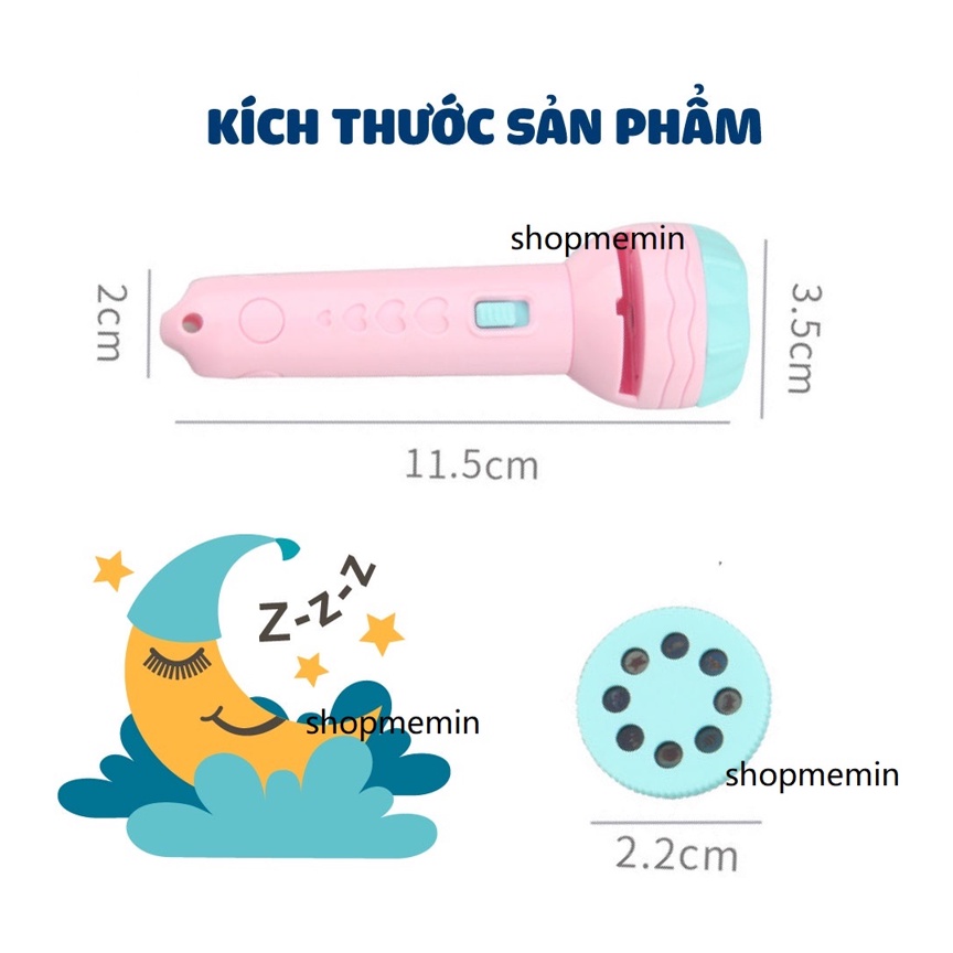 Đèn pin chiếu hình cho bé 24 hình động vật, đèn pin xoay chiều hình ảnh động vật cho bé đồ chơi cho bé