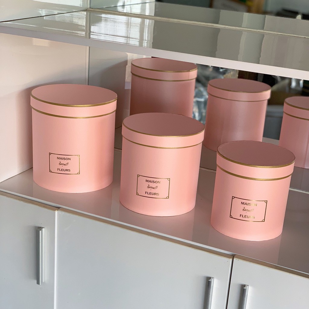 Hộp trụ tròn cắm hoa sáp, hoa tươi cao cấp set 3 cái 3 size sẵn kho TPHCM