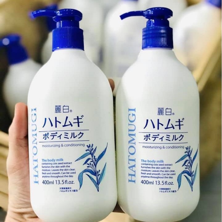 Sữa dưỡng thể Hatomugi body milk ban đêm 400ml giúp duy trì độ ẩm và dưỡng da trắng sáng hiệu quả