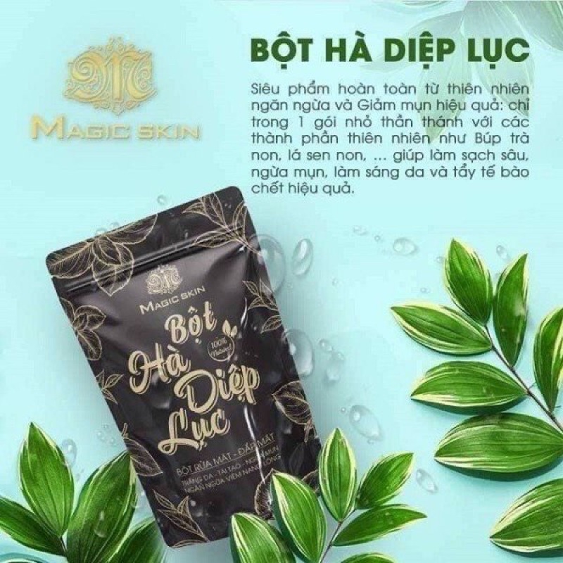 Bột Hà Diệp Lục rưa mặt đắp mặt ngưa mụn thiên nhiên cho da sáng sạch M A G IC SK I N