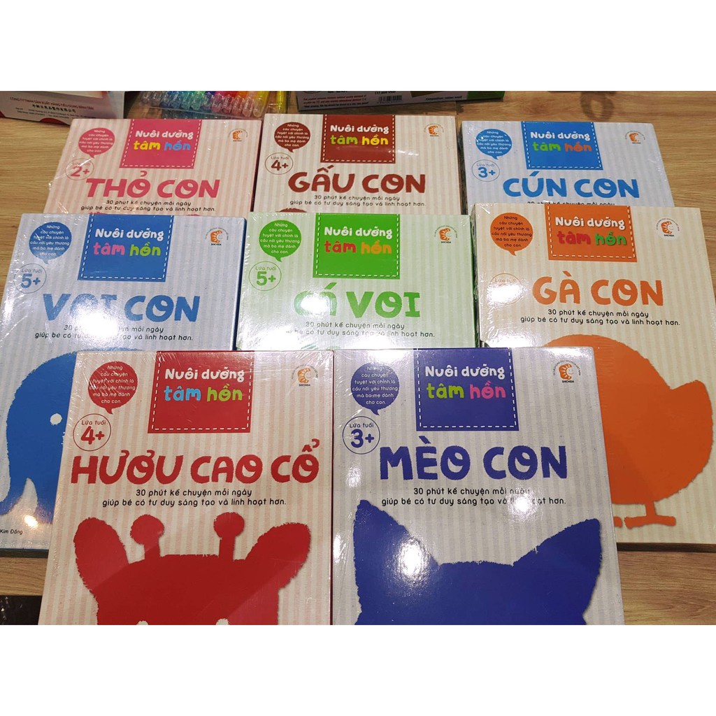 Sách - Nuôi dưỡng tâm hồn phương pháp Shichida - Bộ Gà con/Cún con/Mèo con/Voi con/Gấu con/ Thỏ con/ Cá voi/Hươu cổ