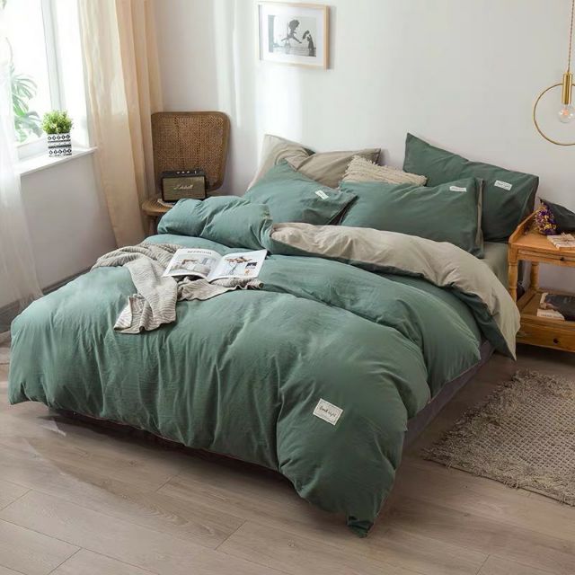 Bộ Chăn Ga Gối Cotton Tici Bộ Đội Phối Be