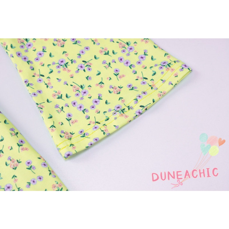 DUNEA Đầm Dài Tay In Hoa Với Thiết Kế Cổ Yếm Xinh Xắn Dành Cho Nữ