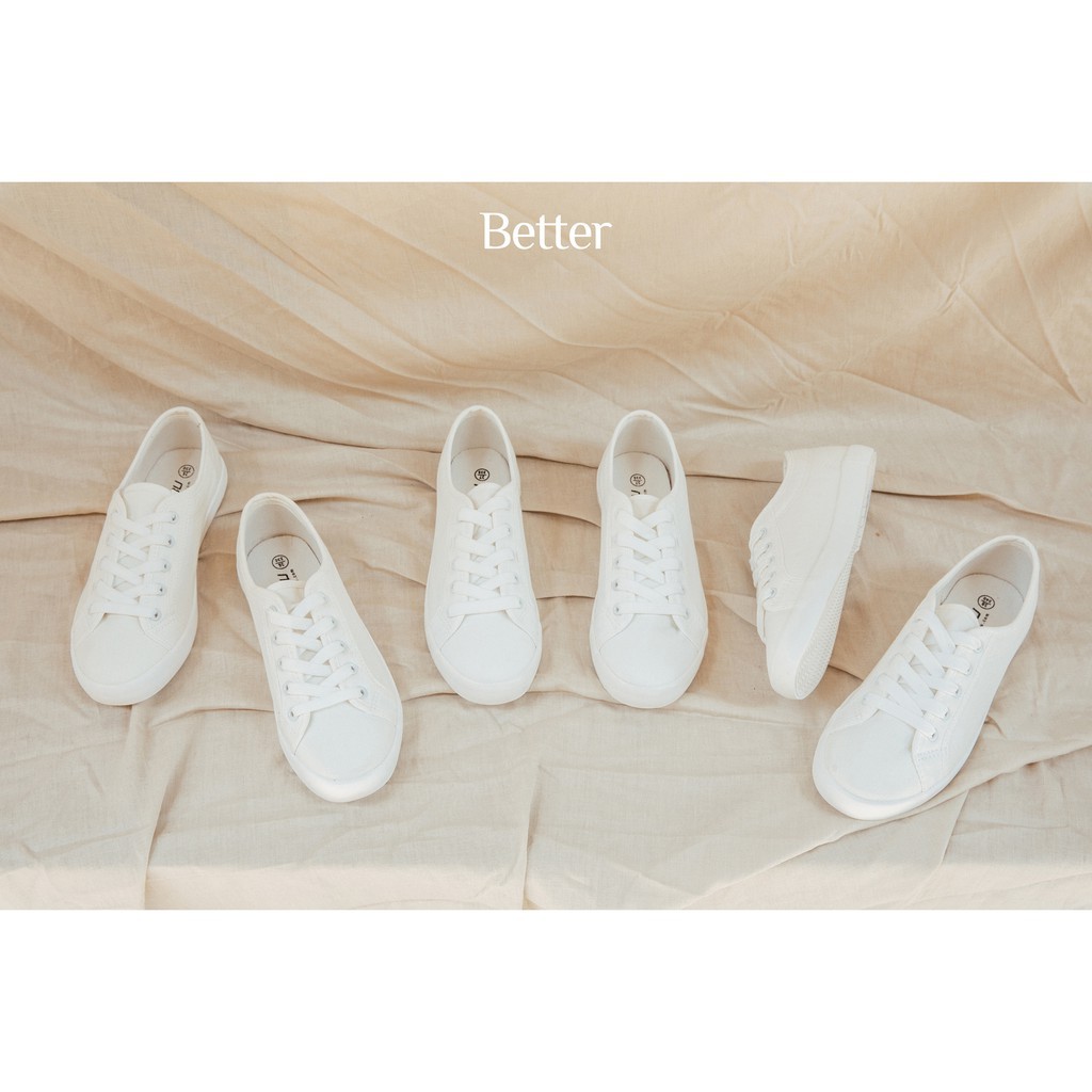 Tết Giay sneaker vải canvas trắng trơn Better Shoes 160618001 - n1 . ` ' ) ₙ , ": ;