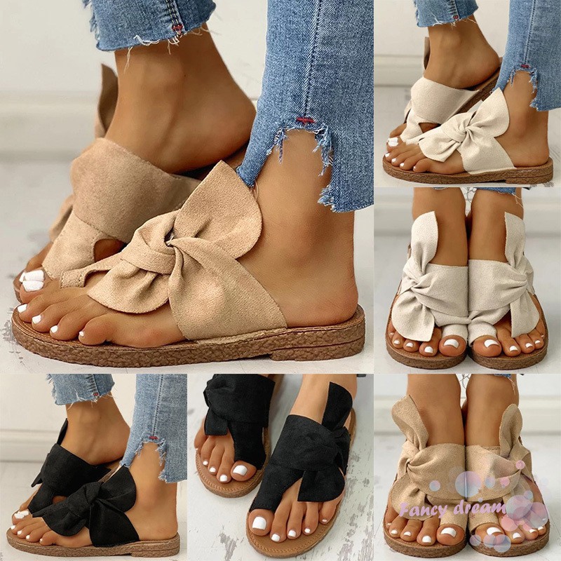 Dép Sandal Xỏ Ngón Đính Nơ Thời Trang Nữ Tính