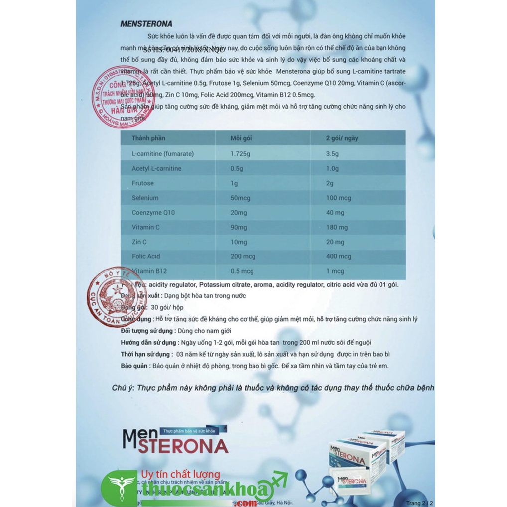 Mẹ Xi Mensterona - vitamin tổng hợp, bổ tinh trùng nam, hỗ trợ tăng thụ thai, tinh trùng yếu