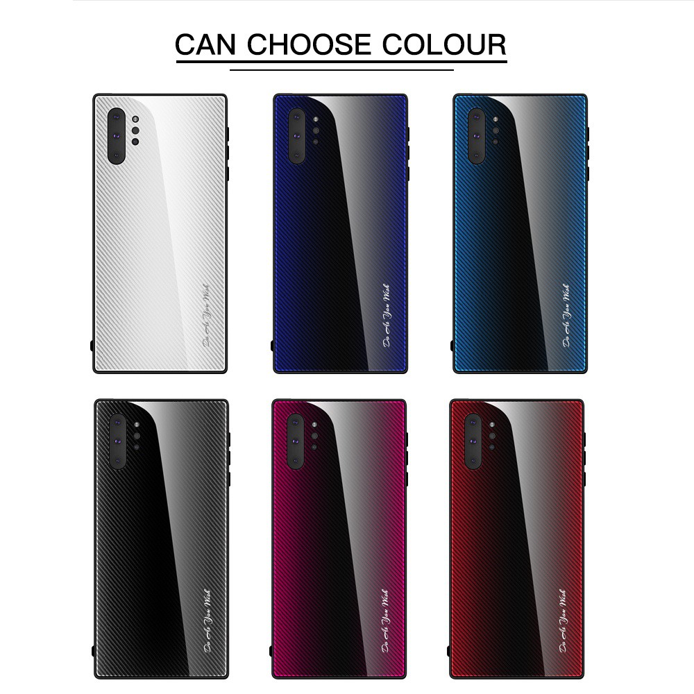 Ốp điện thoại kính cường lực kết cấu sợi carbon bảo vệ cho Samsung Galaxy Note 10 10Plus