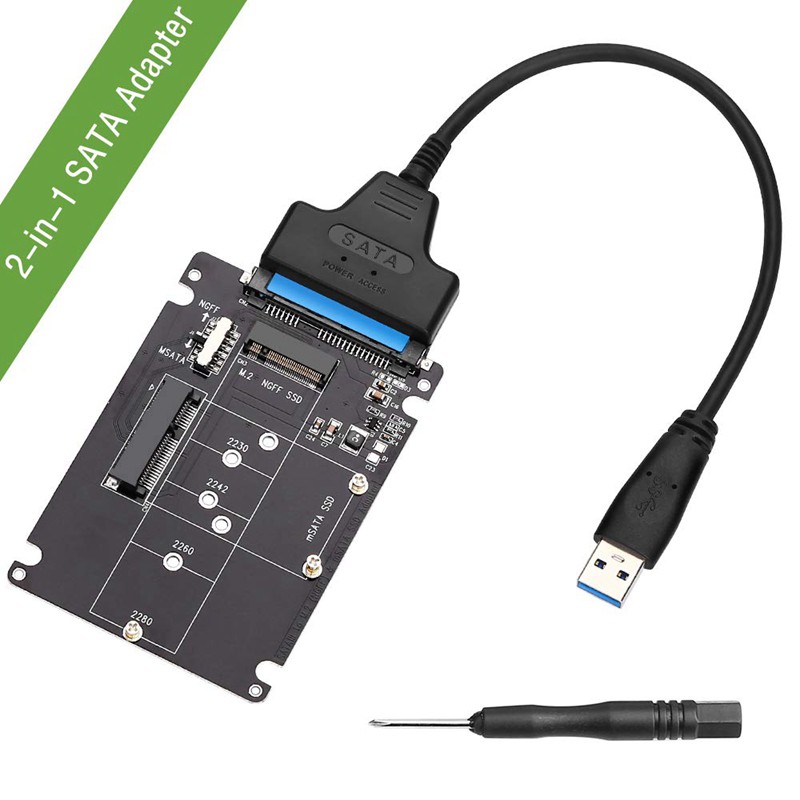 Bộ Chuyển Đổi M.2 Ngff Hoặc Msata Sang Sata 3.0 Usb 3.0 Sang 2.5 Sata Kèm Cáp Sạc Cho Pc Laptop