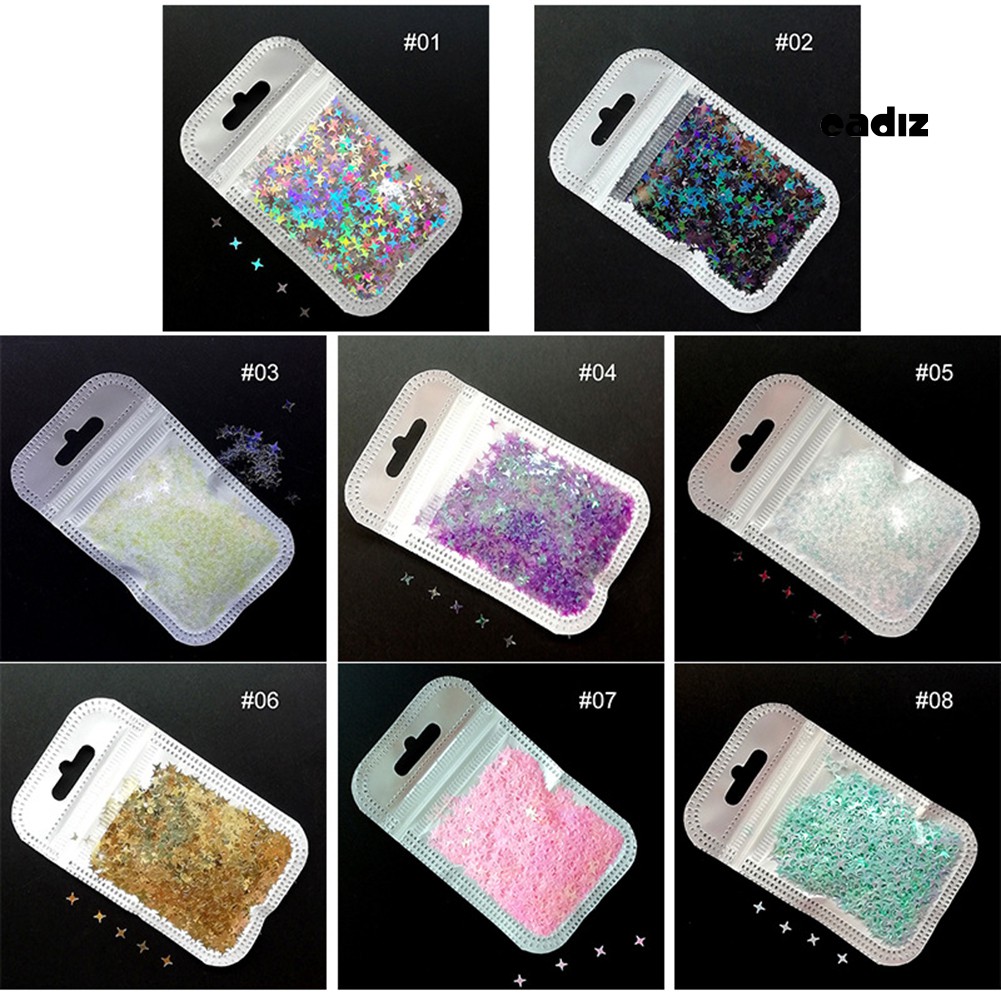 Hộp kim tuyến 3D ngôi sao chéo trang trí móng