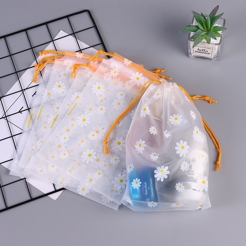 Túi Dây Rút Chống Nước In Họa Tiết Hoa Cúc Đựng Đồ Dùng Đa Ứng Dụng