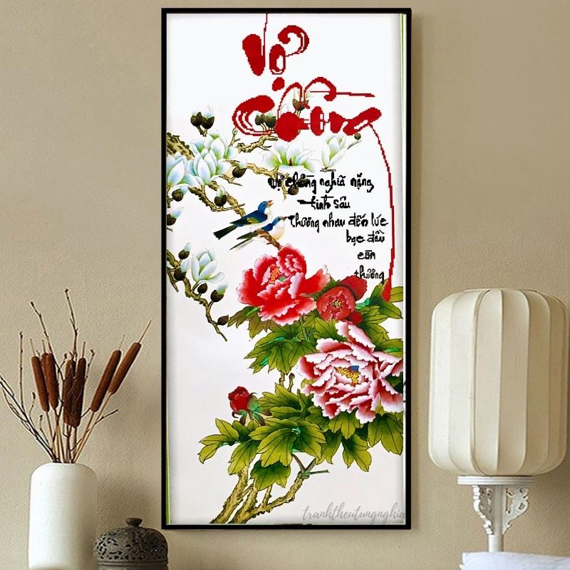 Tranh thêu chữ thập vợ chồng 41cm x 78cm