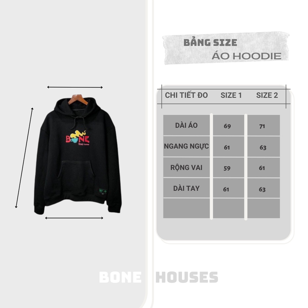 Áo hoodie local brand chính hãng unisex form rộng Bone stayhome