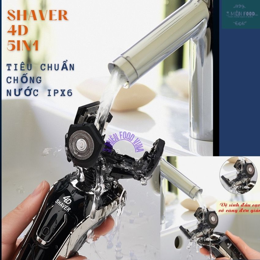 [HCM]Máy cạo râu đa năng Shaver 4D 5in1, Máy cạo râu thông minh, Pin lâu, sạc nhanh cổng USB-3 miền food vina