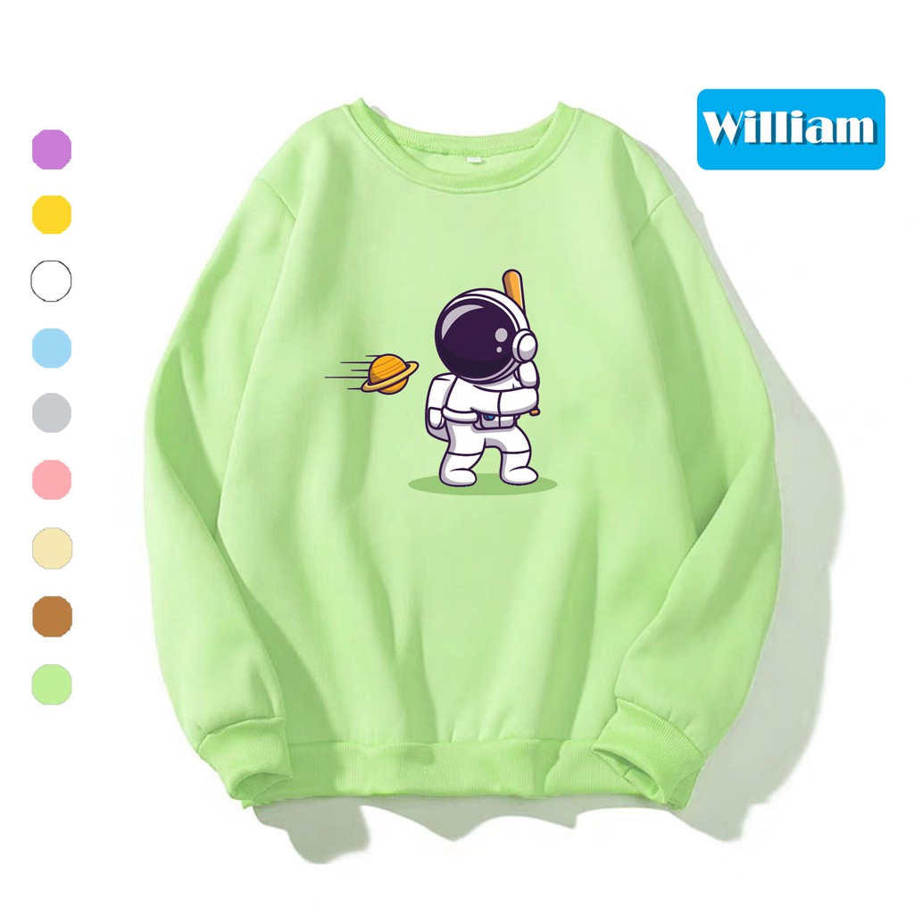 Áo sweater nam nữ in hình Du Hành Gia dễ thương cute, chất nỉ dày dặn, hợp làm áo cặp William - DS155