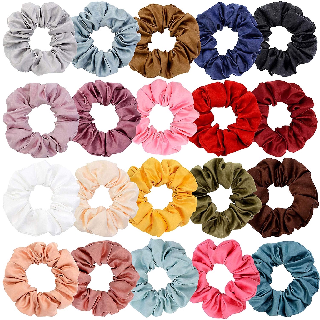 Dây buộc tóc chất liệu vải satin màu trơn kiểu dáng đơn giản cho nữ