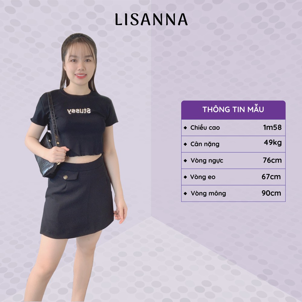 Áo thun croptop thêu chữ Stussy LISANNA bozip loại 1