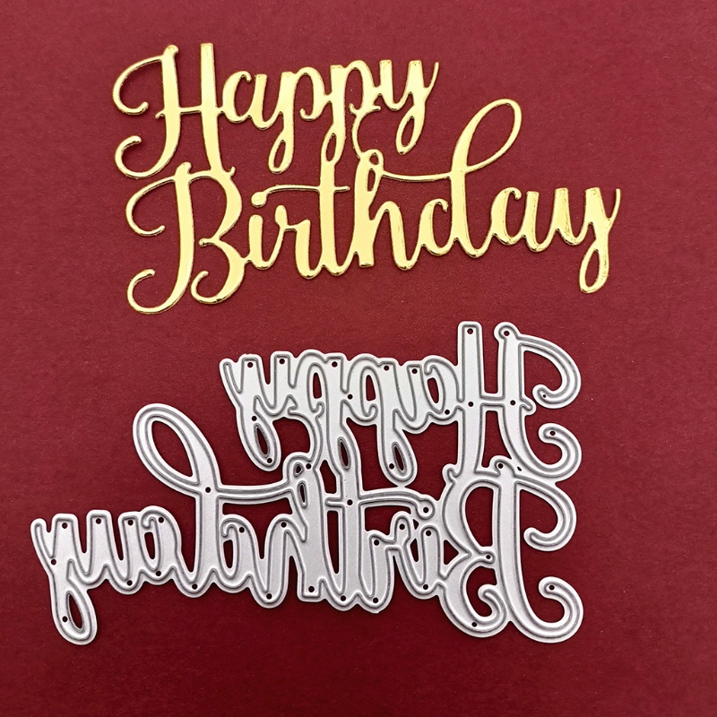 Khuôn cắt giấy làm từ kim loại hình chữ Happy Birthday trang trí Scrapbook đẹp mắt