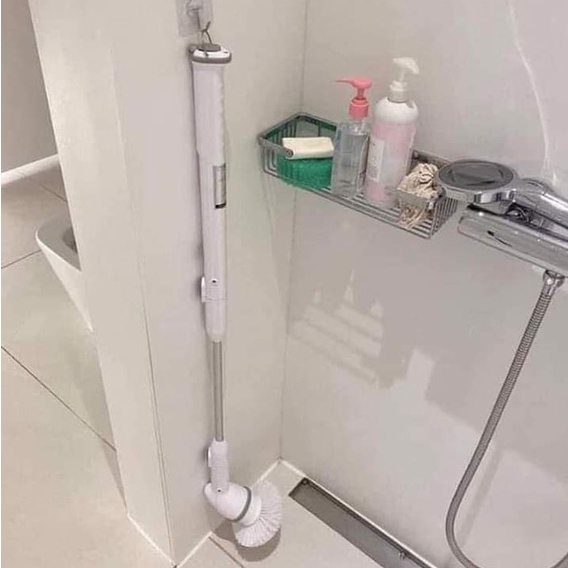 Chổi Điện Cọ Nhà Vệ Sinh Bồn Cầu JESOPB Đa Năng Không Dây Tặng Kèm 4 Đầu Thay Thế Vệ Sinh Các Ngóc Ngách