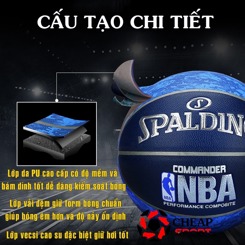 Bóng Rổ Spalding Commander NBA Số 7 Thích Hợp Sân Outdoor và Indoor