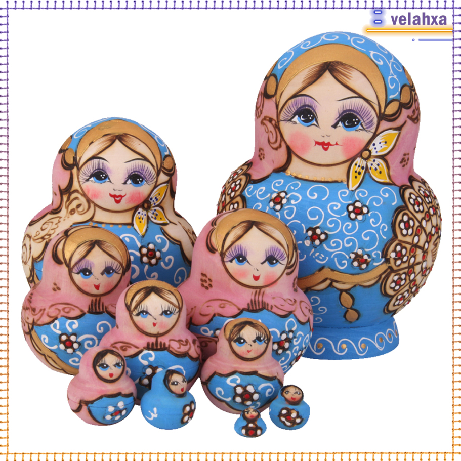 Bộ 10 Búp Bê Nga Matryoshka Bằng Gỗ