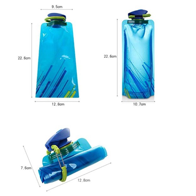 Túi đựng nước 700ml cuốn gọn tiện dụng (màu ngẫu nhiên)