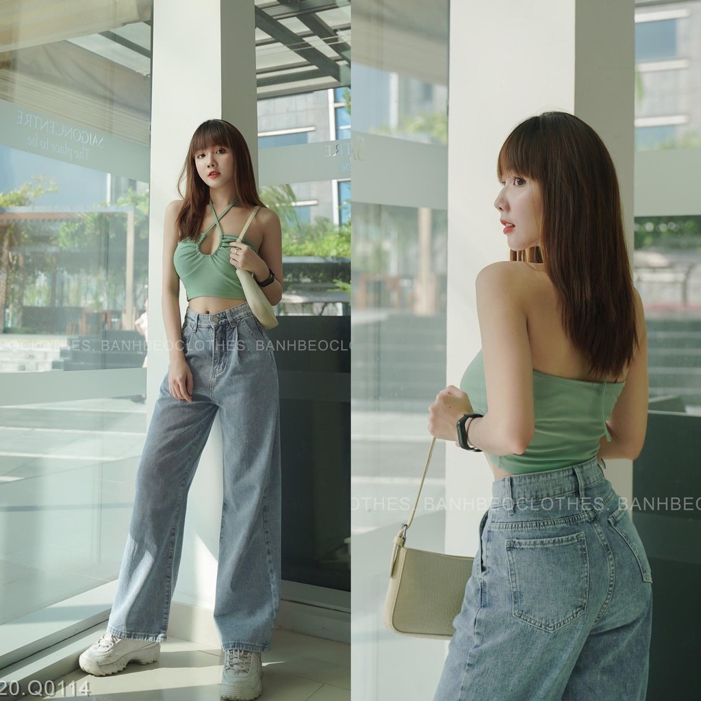Áo croptop thun bozip kiểu luồn dây tròn cột cổ sexy - Colory shop