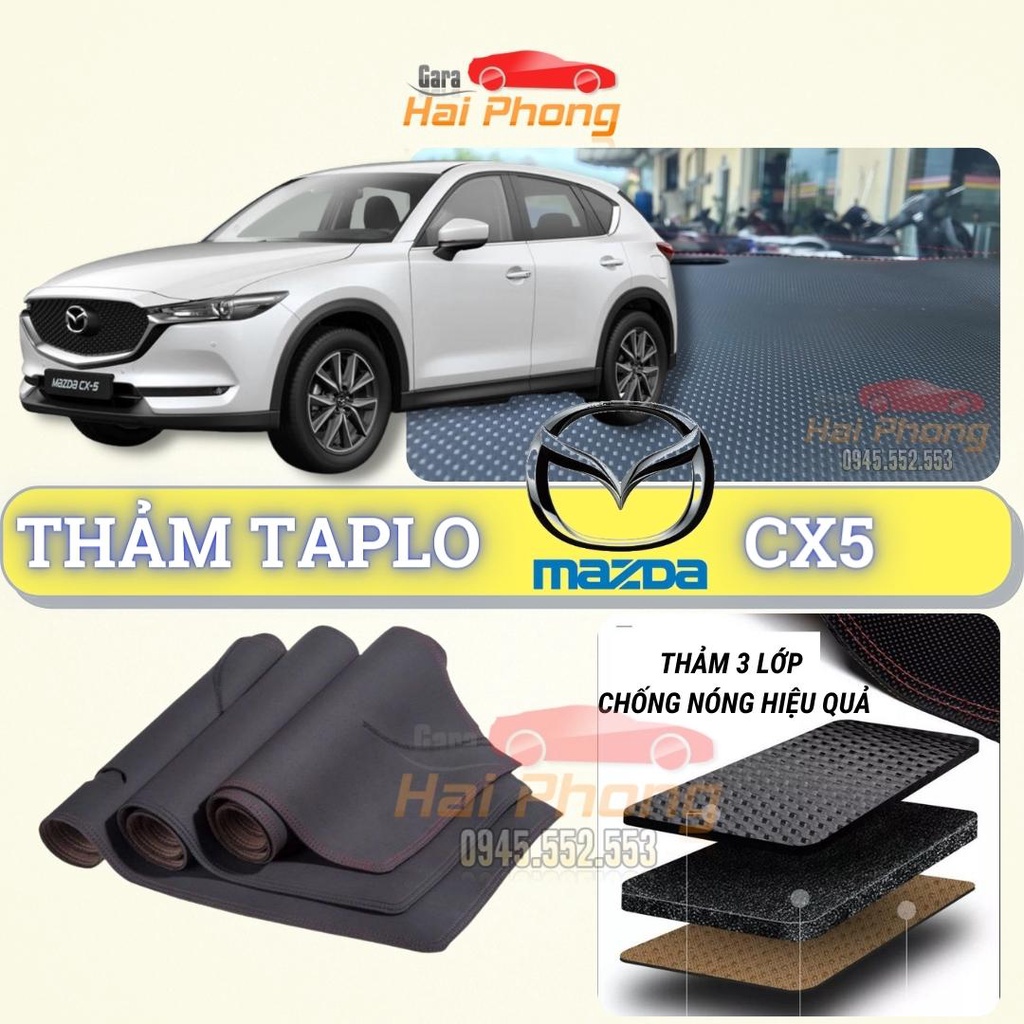 Thảm taplo Mazda CX5 2012 - 2022 dập vân Cacbon cao cấp, chống nóng ô tô hiệu quả