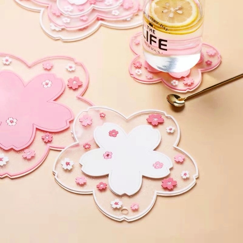 Tấm Lót Bàn Ăn Chống Trượt/Chống Trầy Xước Họa Tiết Hoa Anh Đào Dễ Thương