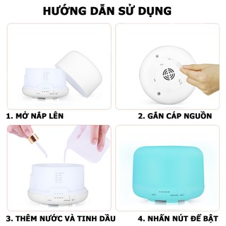 Máy Khuếch Tán Tinh Dầu Siêu Âm Trụ 300ml (có Remote) + Tặng kèm tinh dầu Sả Đuổi Muỗi Cao Cấp Thơm Thanh Mát