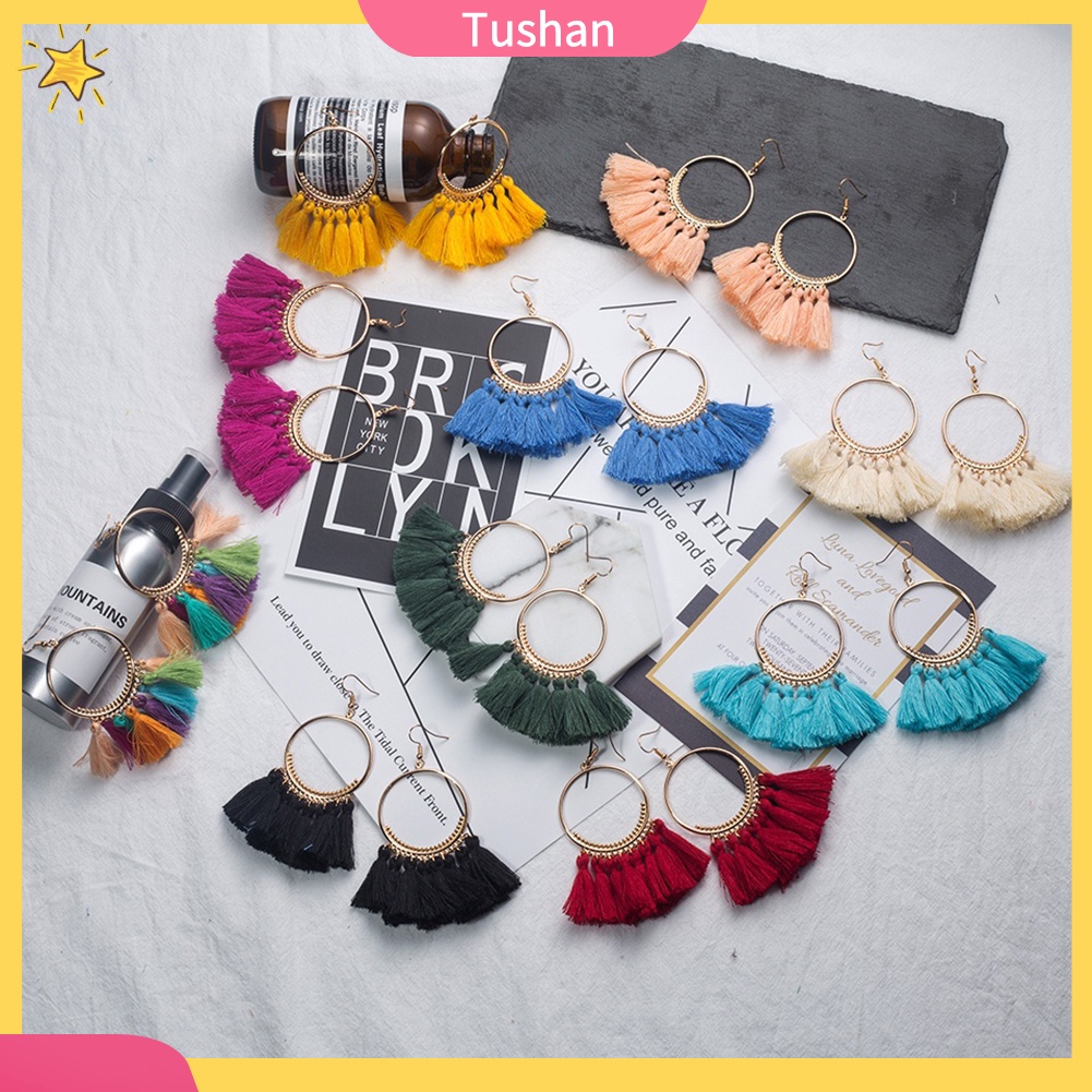 Bông tai tua rua phong cách Bohemian cổ điển cho nữ