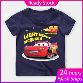 Áo Thun Tay Lỡ In Hoạt Hình Cars LIGHTNING MCQUEEN * 8 Màu Lựa Chọn Cho Bé