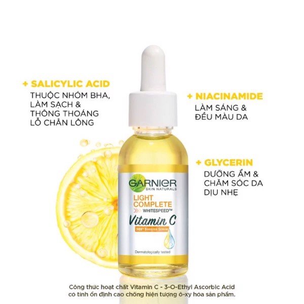 Tinh Chất Sáng Da Mờ Thâm Garnier Light Complete Vitamin C Booster Serum 30ml