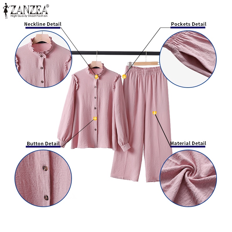 Zanzea Set Áo 2 Dây + Quần Dài Ống Rộng Thời Trang Nữ
