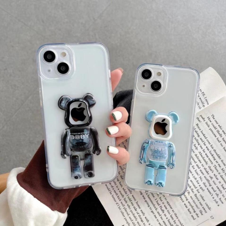 Ốp điện thoại gấu Bearbrick iphone X Xs Xsmax 11 promax 12 12promax 13 pro max trong suốt bảo vệ camera silicon