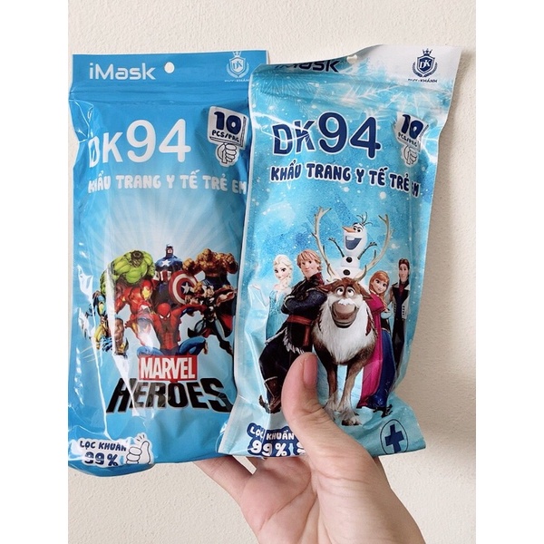 Gói 10 chiếc khẩu trang DK 94 hay còn gọi là Kf94 cho bé trên 4 tuổi