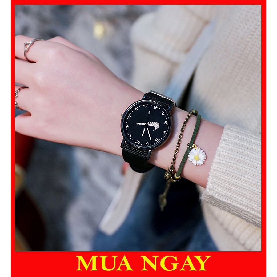 Đồng hồ nam nữ hoa cúc thời trang dây dù cực đẹp DH105
