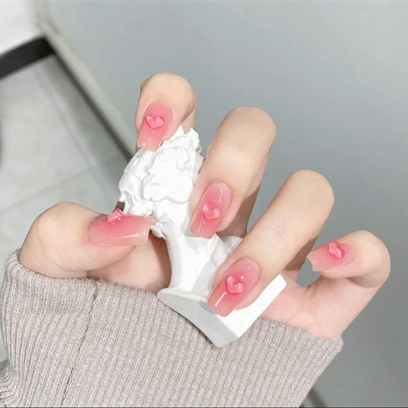 Set 50/100 Hạt Nhựa Trong Suốt Hình Trái Tim 3D Trang Trí Móng Tay Nghệ Thuật