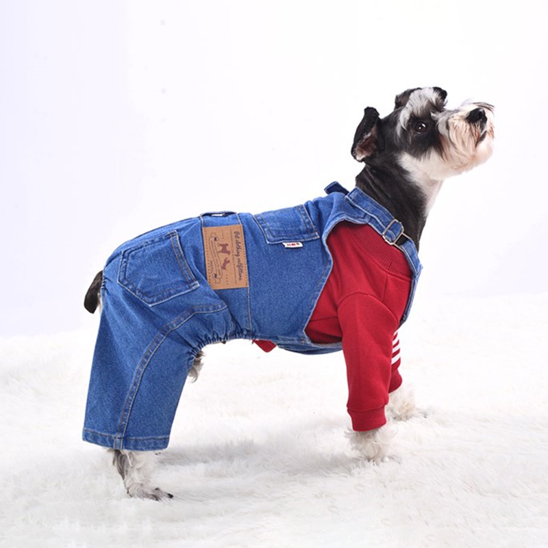 Bộ Áo Liền Quần Vải Jean Denim Dành Cho Thú Cưng Chó Nhỏ