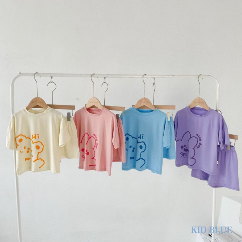 Bộ Quần Áo Tay Ngắn In Hoạt Hình Thời Trang Mùa Hè Xinh Xắn Cho Bé
