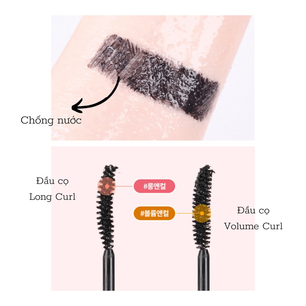 Mascara Cosnori Đen Perfect Setting Mascara Waterproof 7ml Chống Nước Lâu Trôi