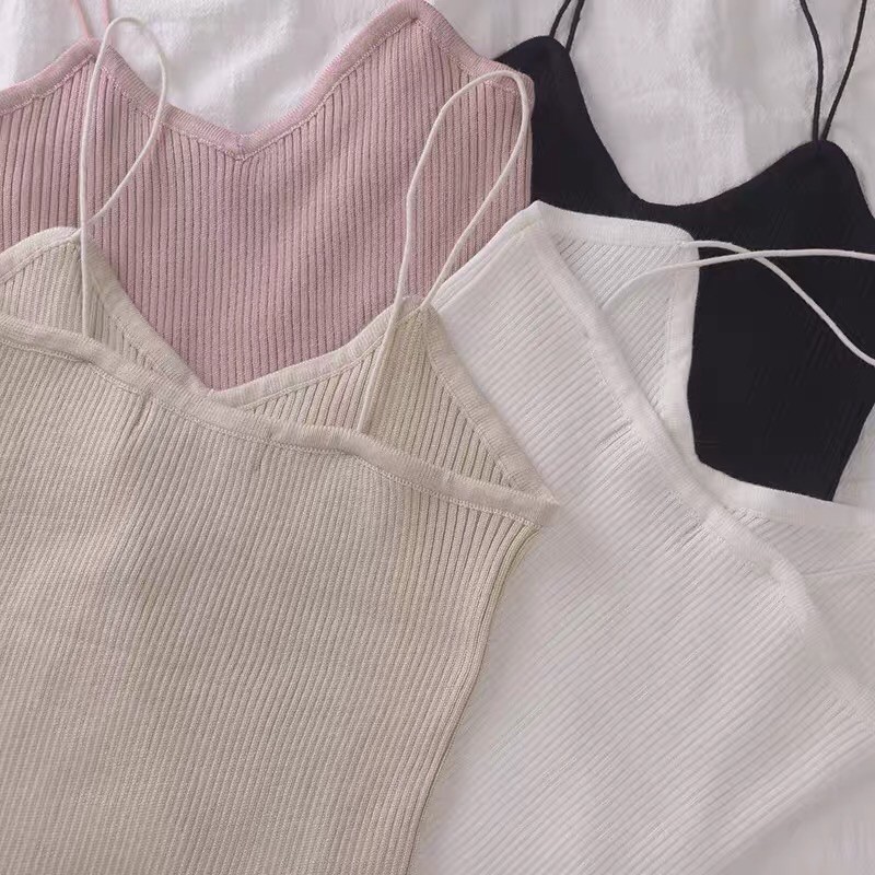 Áo thun ôm 2 dây màu trơn phong cách Hàn Quốc Áo ngang ngực Croptop cotton 1 lớp thun ống ôm body dây sợi bún | BigBuy360 - bigbuy360.vn