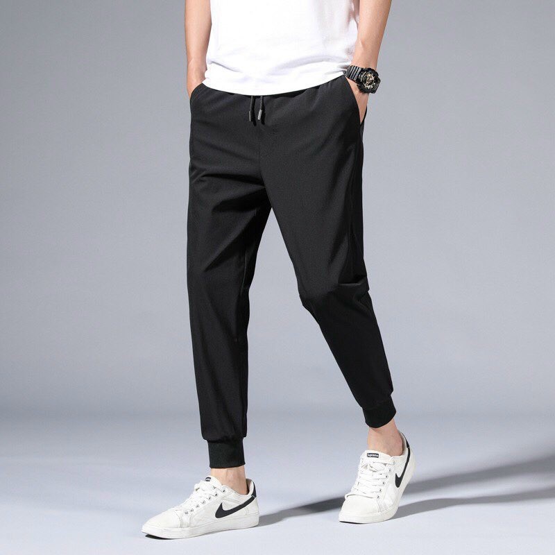 Quần jogger ống rộng có bo simple ulzzang thời trang unisex lưng thun có bo gấu vải cotton thoáng mát dễ mặc