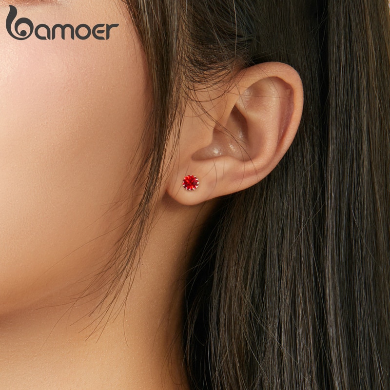 Bông tai bạc 925 BAMOER SCE862 đính đá zircon