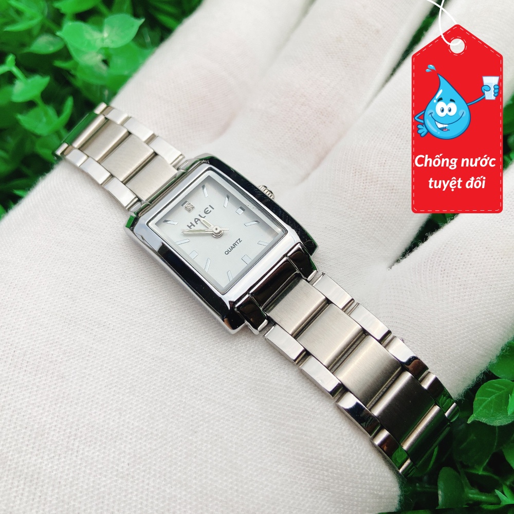 Đồng hồ nữ Halei 465M dây vàng mặt vuông chính hãng chống nước