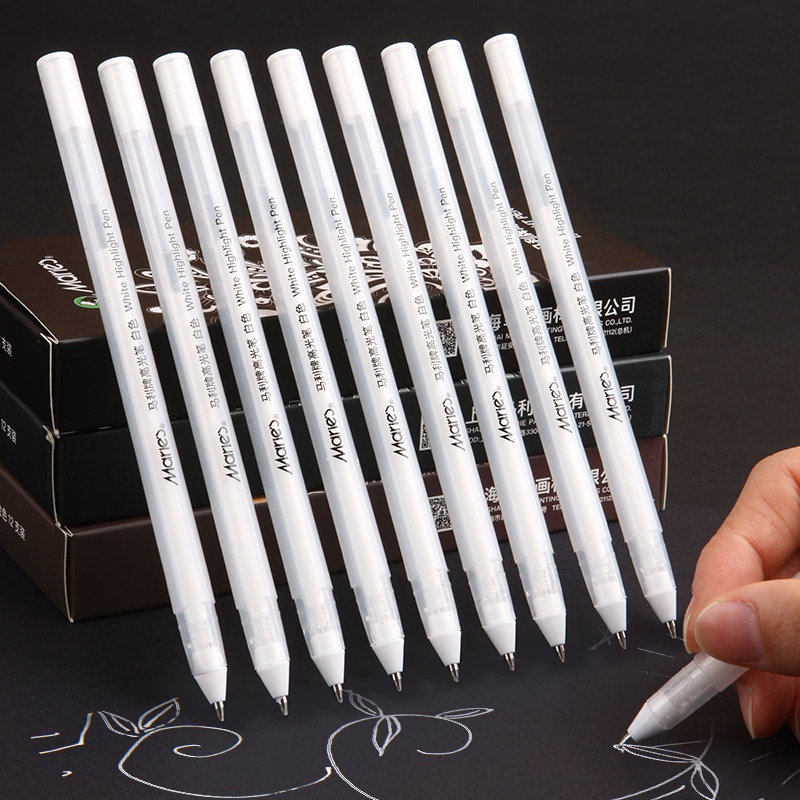 Set 5 Bút Gel Ngòi 0.8mm Sáng Tạo Màu Trắng Chất Lượng Cao