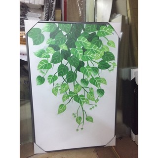 tranh canvas lá xanh ( 40 x 60 ) khung viền đen