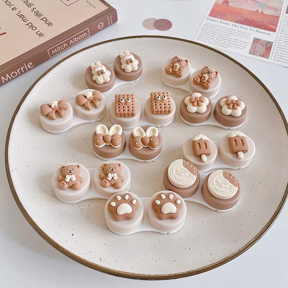 Hộp Đựng Kính Áp Tròng Kèm Nắp Đậy Họa Tiết Hoạt Hình Và Hoa Xinh Xắn